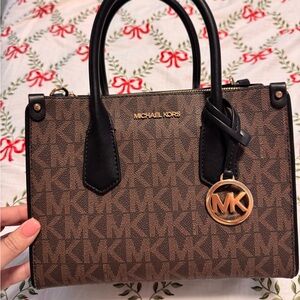 Michael Kors Signature Brown and Black Satchel